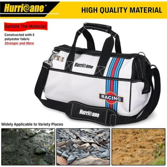 16 inch Wide Mouth Tool Bag with Water Proof Molded Base Extra Shoulder Strap - Picture 5 of 8